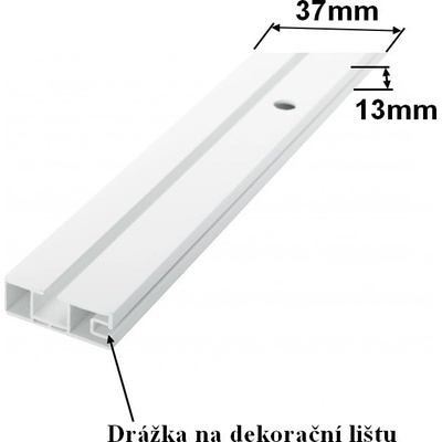 GARNÝŽE-HEBR Stropní kolejnice 250cm jednořadá PVC bílá