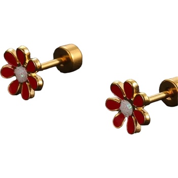 HARAHU Обецa Flower - Златна / Червена KP21746 (21746)