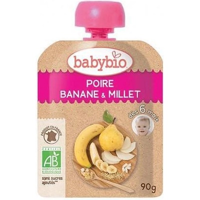 Babybio БИО Плодов мус Круша, Банан и Просо 90г