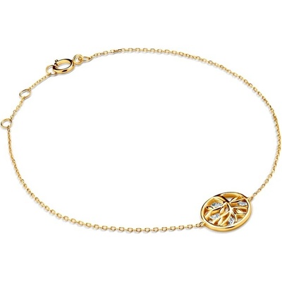 SAVICKI Náramok s príveskom strom žlté zlato s diamantom 0.01 ct 18 cm - SAVB08085 Y C