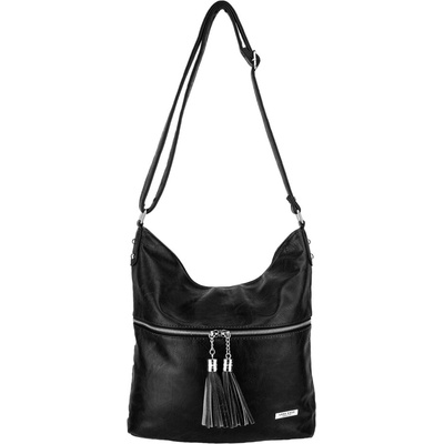 ZOE dámska crossbody koženková kabelka Čierna