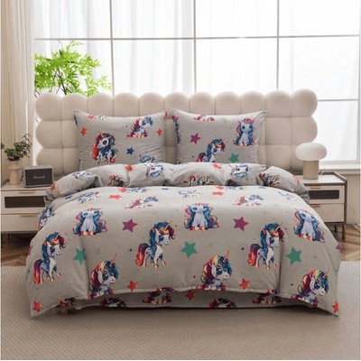 Textilomanie Obliečky Mikroplyš CUTE UNICORN sivá 70x80 140x200