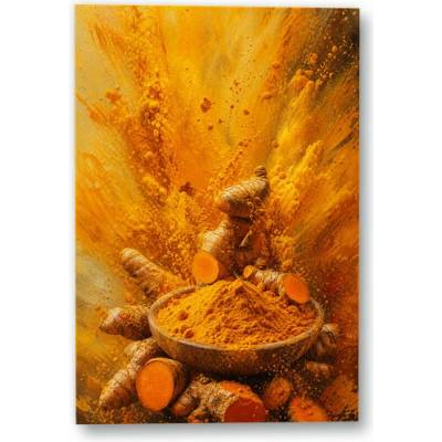 Plakát – Kurkuma v misce s oddenky Bez rámu Ano Bez rámu 90 × 135 cm