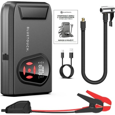 BLUETOUCH U1146 , kompresor, startovací zdroj, 20000mAh, až 150PSI (10,35 barů), až 3000A, černá U1146