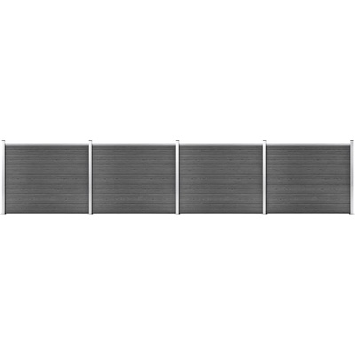vidaXL Комплект оградни панели, WPC, 699x146 см, черен (3070461)