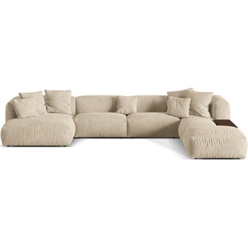 Micadoni Бежов кадифен модулен ъглов диван (десен ъгъл/U форма) Martina - Micadoni (MIC_UR_120_F1_MARTINA1)