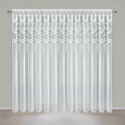Vyšívaná záclona JUDY s riasiacou páskou 350x270cm - biela