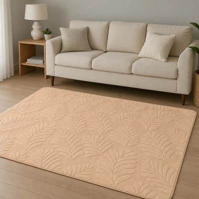 Takoy Koberec 140x180 vzor listí světle hnědý-HT-00399 | 140 x 180 cm