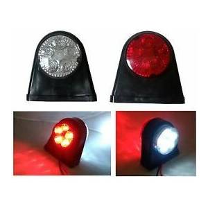  Комплект от 2 броя -12-v24v led Гумени Странични Светлини За Камион Ремарке Платформа Червено-Бяло