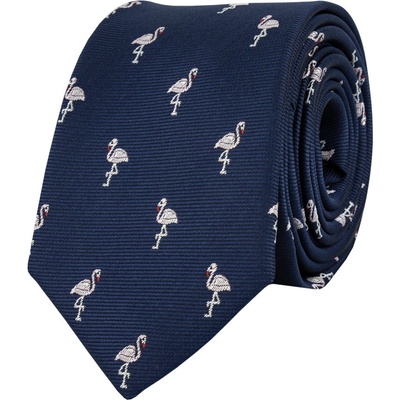 Bubibubi kravata s plameniakmi tmavomodrá