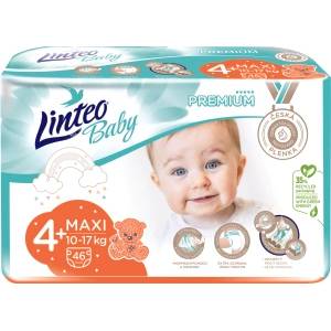 Linteo Baby Premium Maxi+ бебешки пелени 10 до 17 кг, 46 бр