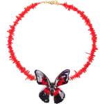 Dannyra Колие от червени корали и естествена пеперуда Dannyra Jewels