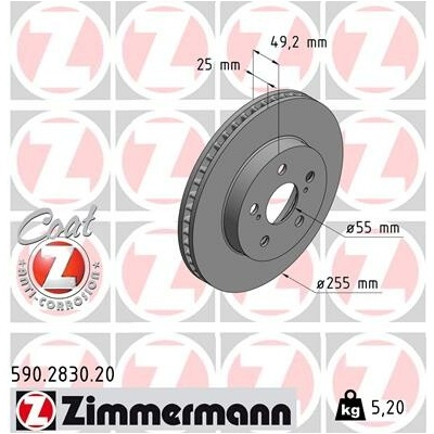 Brzdový kotúč ZIMMERMANN 590.2830.20 (590283020)