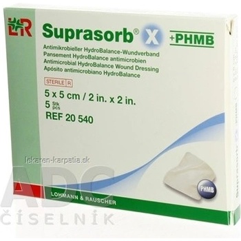 Suprasorb X+PHMB 5 x 5 cm 5 ks antimikrob. steril