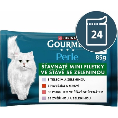 Gourmet Perle teľacie / divina / hovädzie / pstruh v šťave 24 x 85 g