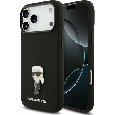 KARL LAGERFELD Liquid Silicone Metal Ikonik Задний чехол для iPhone 17 Pro Max Black Karl Lagerfeld | Cheren | МЪЖЕ | UNI