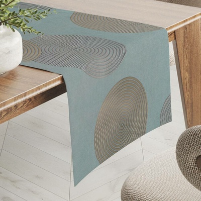 Biante Sametový běhoun Tamara TMR-058 Designové kruhy na modrošedém 45x140 cm