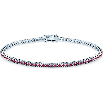 SAVICKI Тенис гривна Luminy 2, 3 мм: бяло злато, рубини