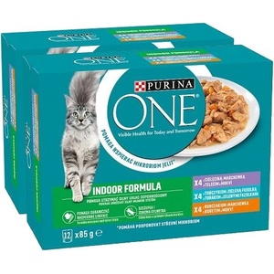 PURINA ONE INDOOR с телешко, риба тон и пилешко в сос 24 x 85 г