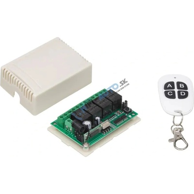 Diaľkovo ovládaný spínač 12V / 4 x 10A