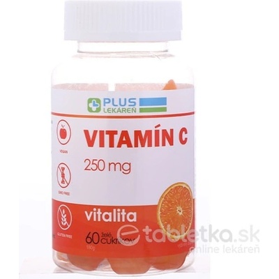 Plus Lekáreň Vitamín C 250 mg želé cukríky, pomarančová 60 ks