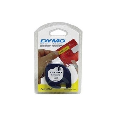 Originální páska do tiskárny Dymo štítků, Dymo, 59421, S0721500, černý tisk/bílý podklad, 4m, 12mm, LetraTag papírová páska