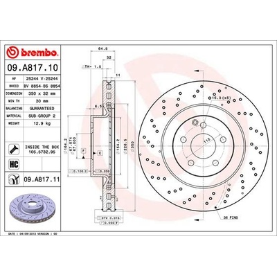 BREMBO Brzdový kotúč 09A81711