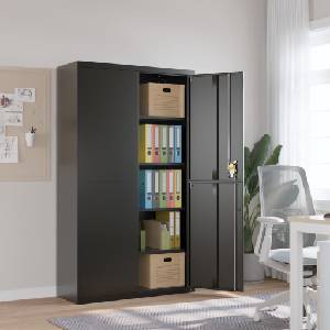 vidaXL Шкаф за папки черен 105x40x180 см стомана (339770)