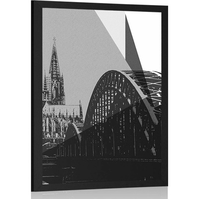 Plakát ilustrace města Kolín v černobílém provedení - 60x90 no frame