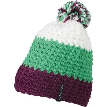 Myrtle Beach MB7940 háčkovaná zimná čiapka Fialová limetkově zelená bílá