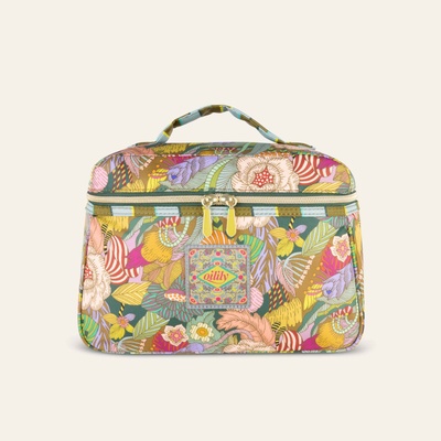 Oilily Striped Flowers Coco Beauty Case 28 cm dark green