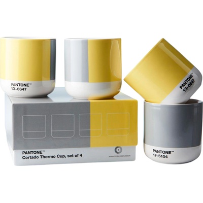 Copenhagen Design Големи термочаши Pantone 190 мл сиво-жълти 4 бр (101062121)