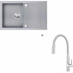 FERRO Комплект кухненска мивка с обръщател Ferro grey и смесител Zumba 2F (DRGM48/78GA+BZA43S)