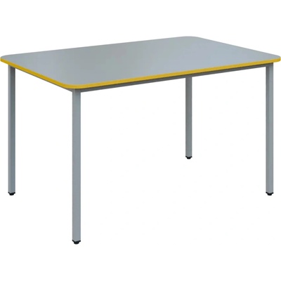 JSBR 130 N jídelní stůl kovová podnož stříbrná deska 18 mm deska šedá s hranou žlutá odio 1300 x 900 mm