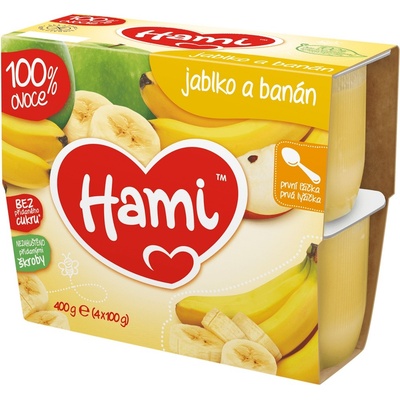 Hami 100% Ovocie jablko a banán 4 x 100 g