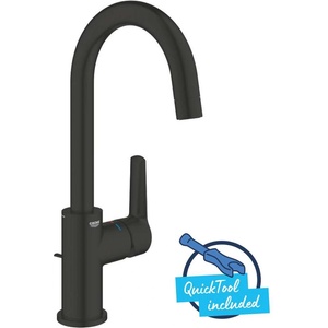 GROHE QuickFix Start - Смесител за мивка с изпразнител, мат черно 242032432 (242032432)