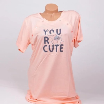 Image 1 of Нощница за бременни със слонче и надпис в прасковен цвят