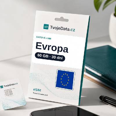 eSIM Evropa 60 GB / 29 dní