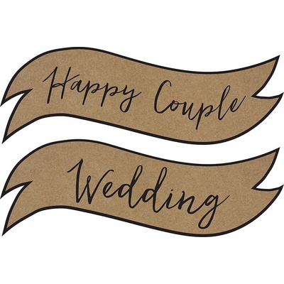 PartyDeco Dekorace papírová Happy Couple a Wedding, 2 ks