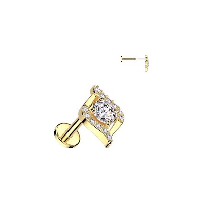 Šperky4U zlacený piercing do brady Push In labreta LB1136-GD