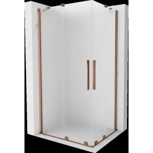 Mexen Velar Duo плъзгаща се душ кабина 100 x 90 см, замръзване, розово злато - 871-100-090-32-60 (871-100-090-32-60)