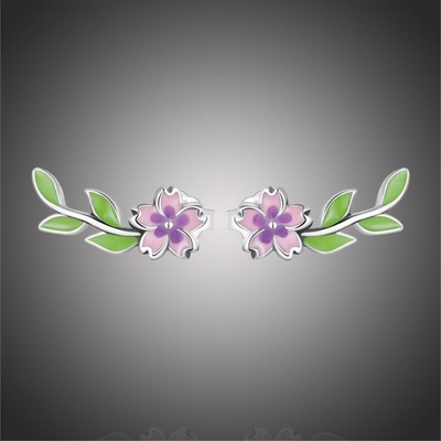 Grace Silver Jewellery stříbrné květinové náušnice Spring Flower E-SCE1391 barevná/více barev