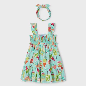 Mayoral Рокля аква сладоледи с лента за глава за мини момиче Майорал