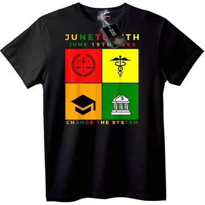 NOONEBRAND Тениска Juneteenth Променете системата - 7XL, Black