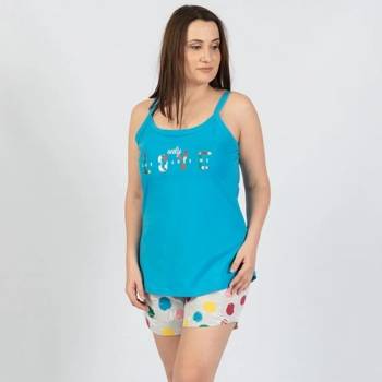 Image 1 of Макси пижама в синьо и сиво с цветни точки