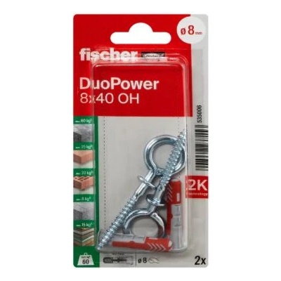 FISHER ДЮБЕЛ fischer 535006 duopower ф8х40мм С ВИНТ ЗАТВОРЕНА КУКА 2бр (535006)