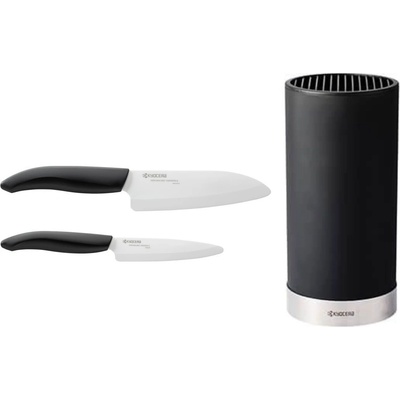 Kyocera Комплект от 2 бр. керамични ножове + блок за ножове (Kyocera-KB-RD-BK-INCL.-2KN-SET)