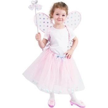 Rappa Детски костюм туту пола розова фея със светещи крила e-obal