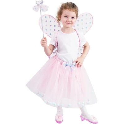 Rappa Детски костюм туту пола розова фея със светещи крила e-obal