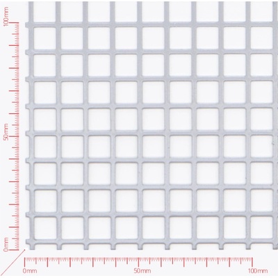 Děrovaný plech; děrování čtvercové řadové; otvor 10,0mm; rozteč 12,0mm